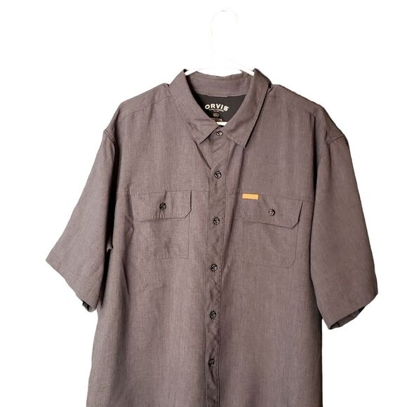 Orvis Dark Gray 2 pocket Short Sleeve Finshing button Down Shirt Size XXL - Picture 6 of 11
